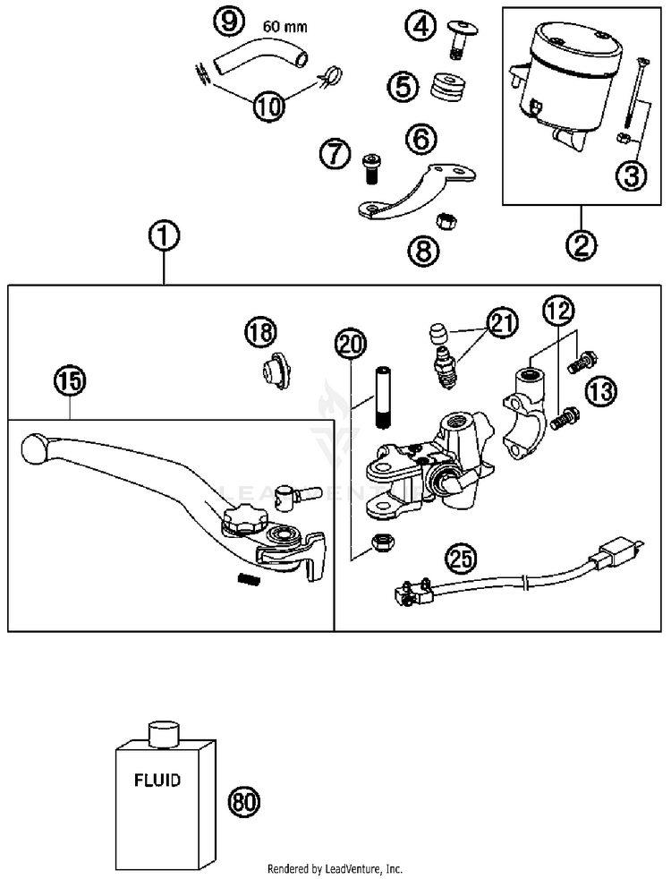 Hand Brake Cylinder 690 Duke Chassis - 2008 Schematic