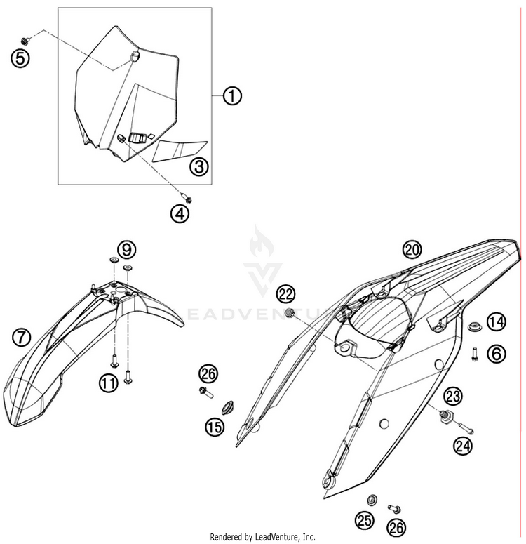 Mask, Fenders 250 SX-F Chassis - 2010 Schematic
