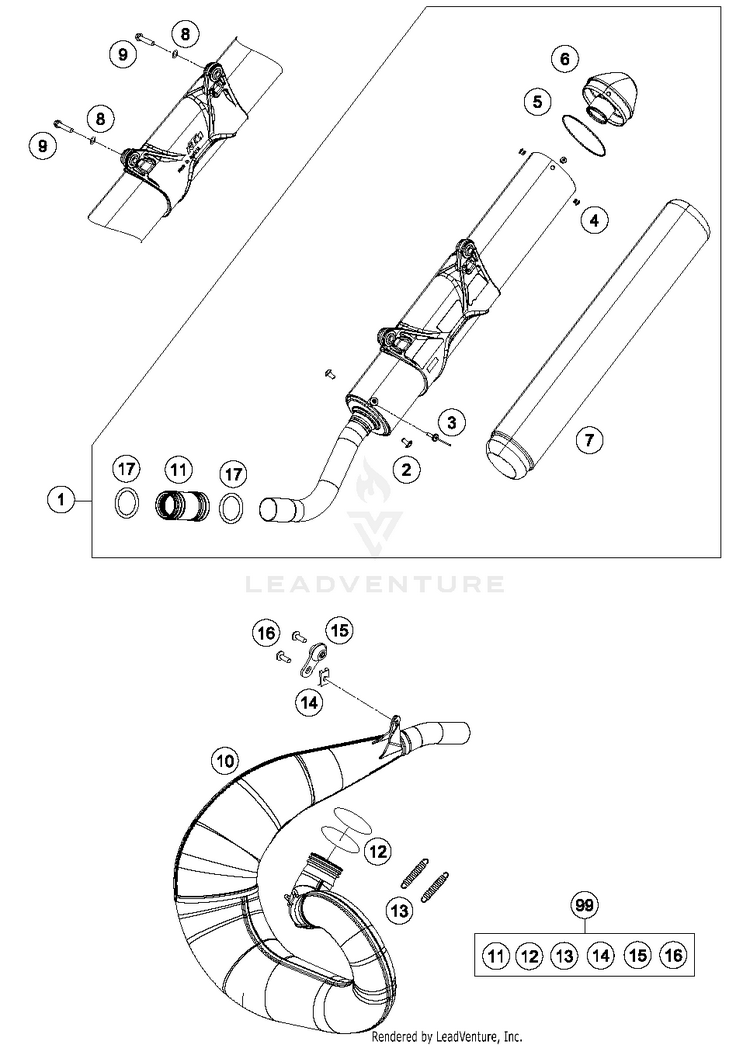 Exhaust System 250 XC-W TPI CHASSIS - 2018 Schematic