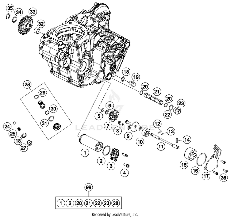 Lubricating System 500 EXC-F ENGINE - 2018 Schematic