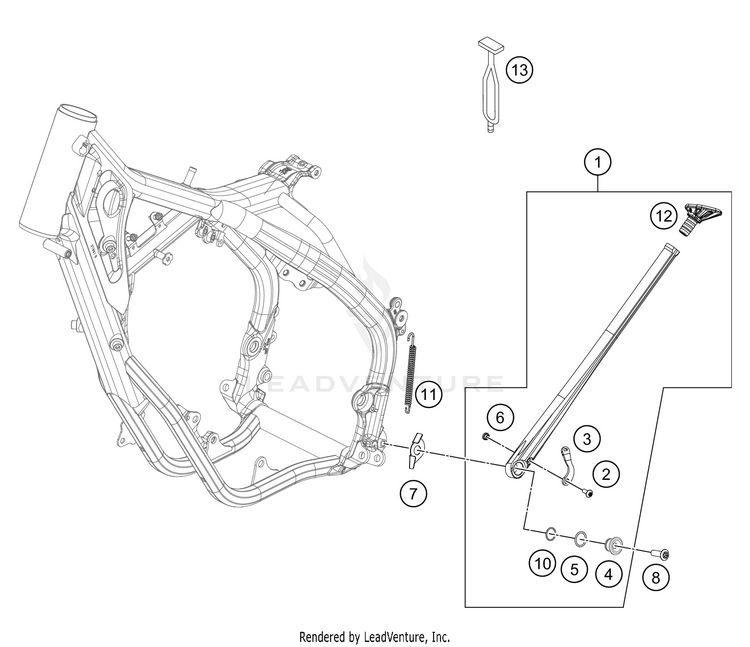 Side  Center Stand 250 XC-W TPI Chassis - 2021 Schematic