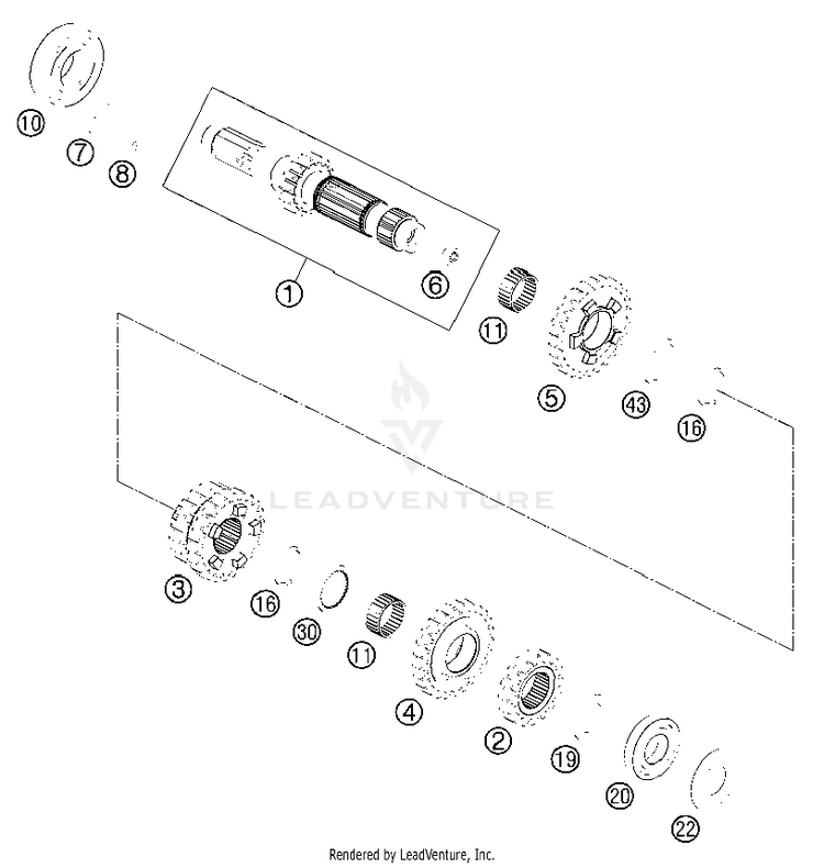 Transmission I - Main Shaft 350 EXC-F Engine - 2013 Schematic