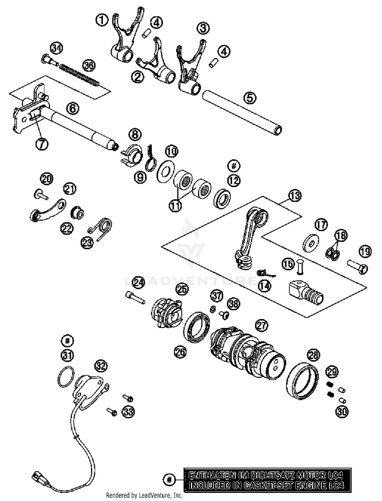 Shifting Mechanism 690 Enduro Engine - 2011 Schematic