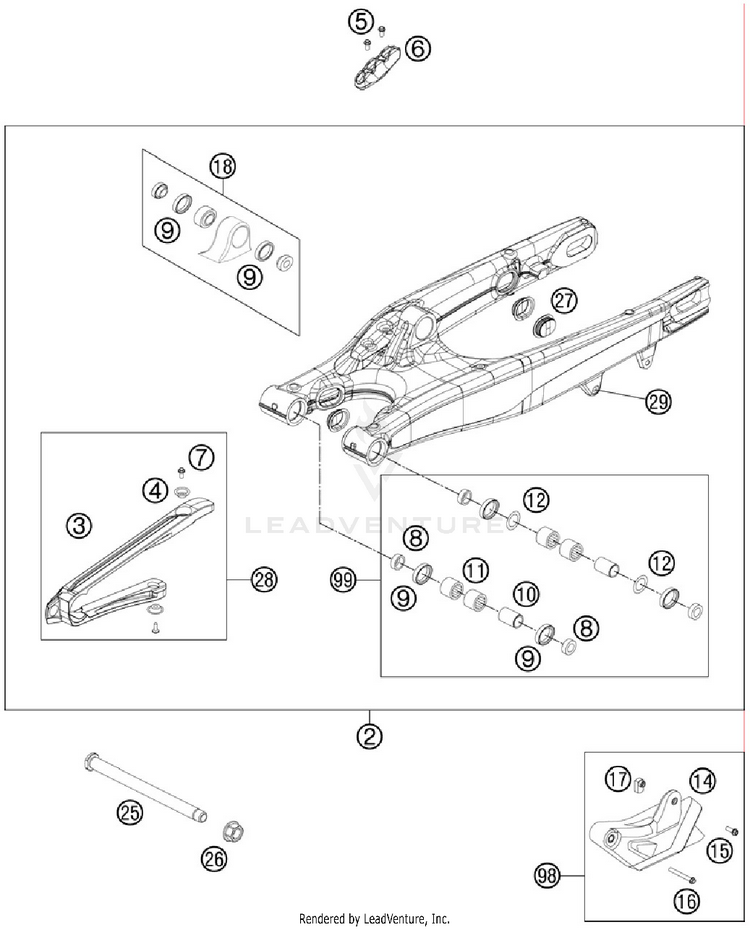 Swing Arm 200 XCW Chassis - 2012 Schematic