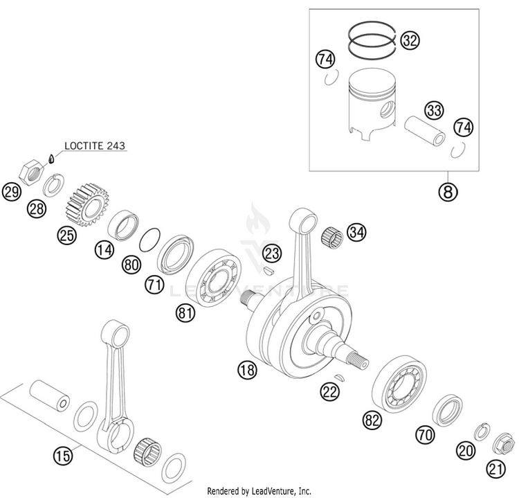 Crankshaft, Piston 150 XC Engine - 2011 Schematic