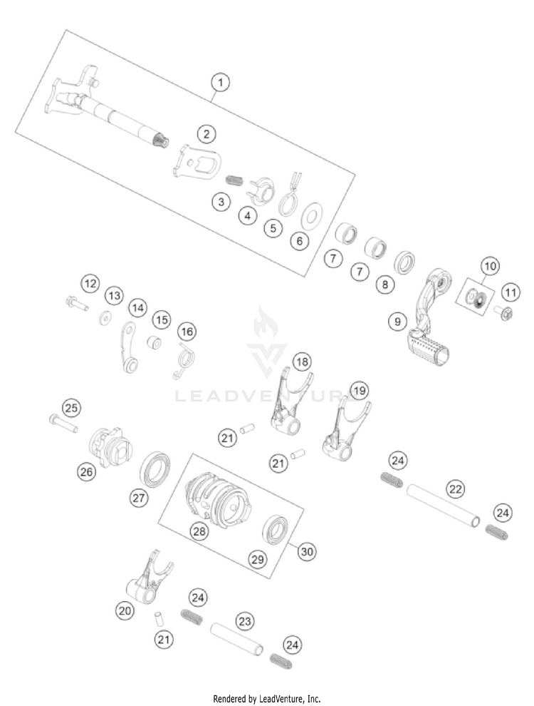 Shifting Mechanism 125 SX/XC Engine - 2023 Schematic