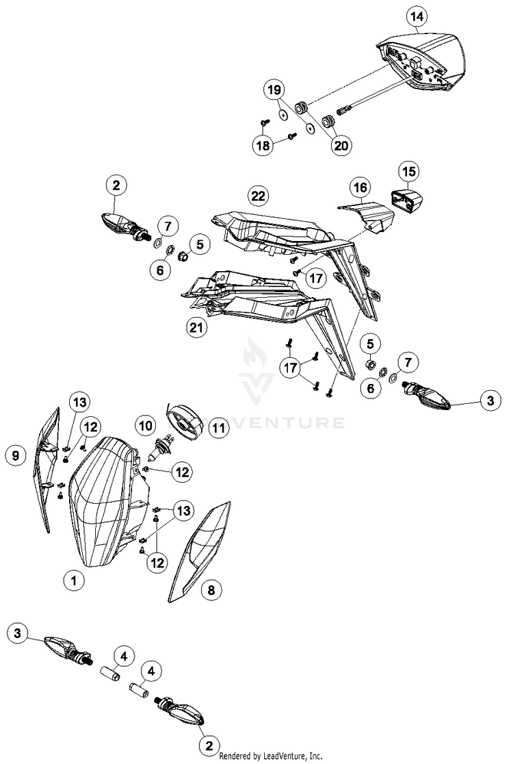 Lighting System 1290 SUPERDUKE R BLACK Chassis - 2015 Schematic