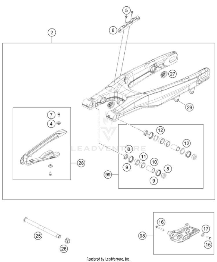 Swing Arm 300 XC TPI US CHASSIS - 2022 Schematic