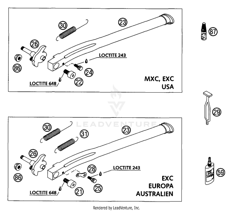 Sidestand 250 EXC Chassis - 2002 Schematic