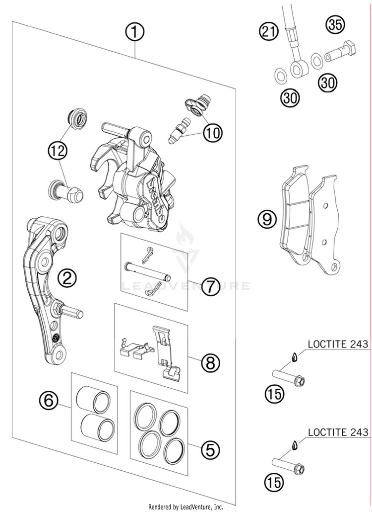 Brake Caliper Front 300 XC Chassis - 2011 Schematic