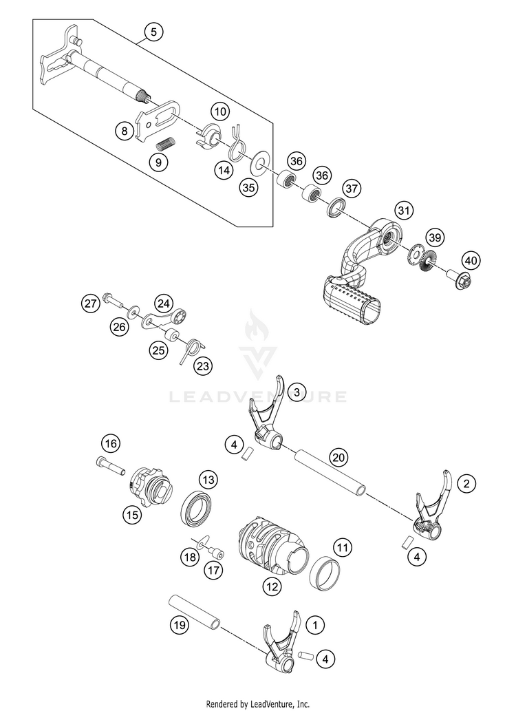 Shifting Mechanism 250 XC ENGINE - 2018 Schematic