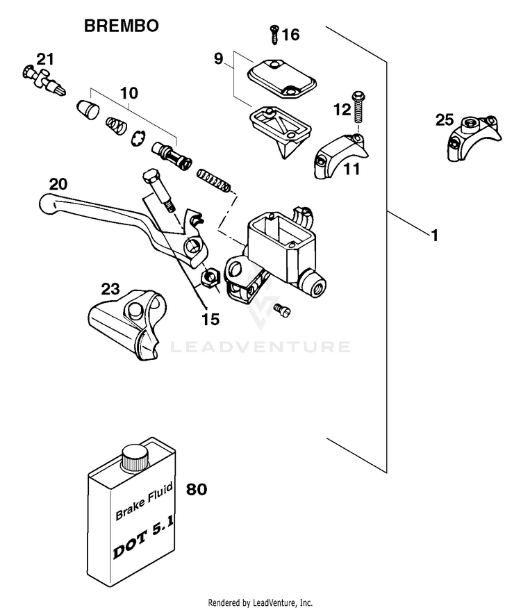 Hand Brake Cylinder 620 R Chassis - 1998 Schematic