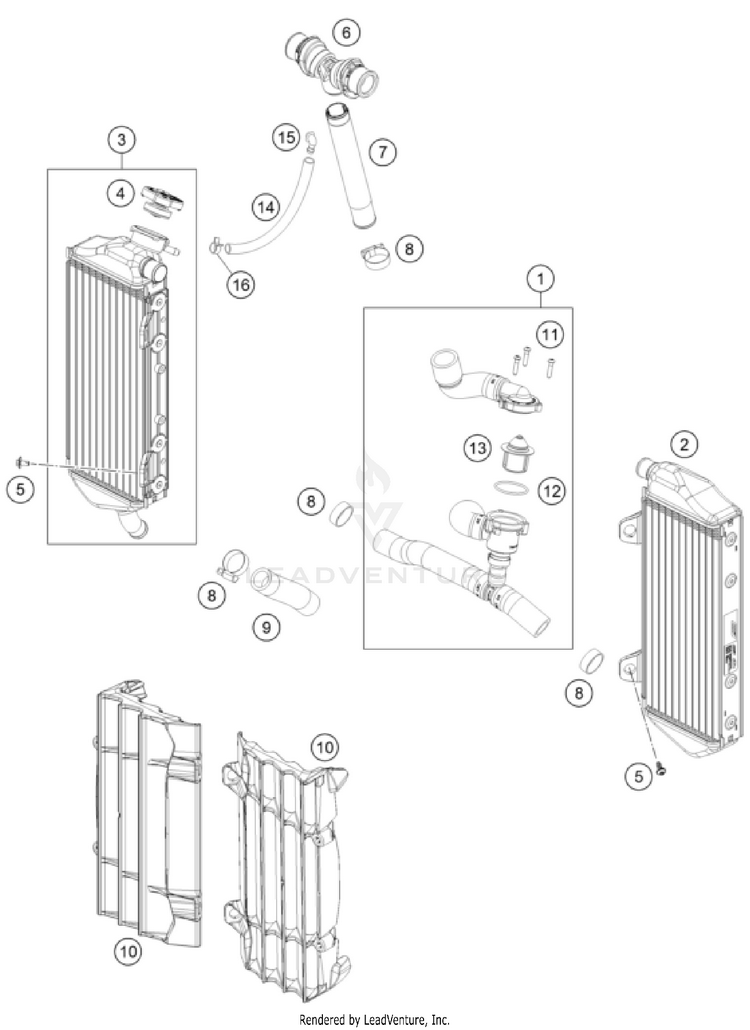 Cooling System 250 SX Engine - 2023 Schematic