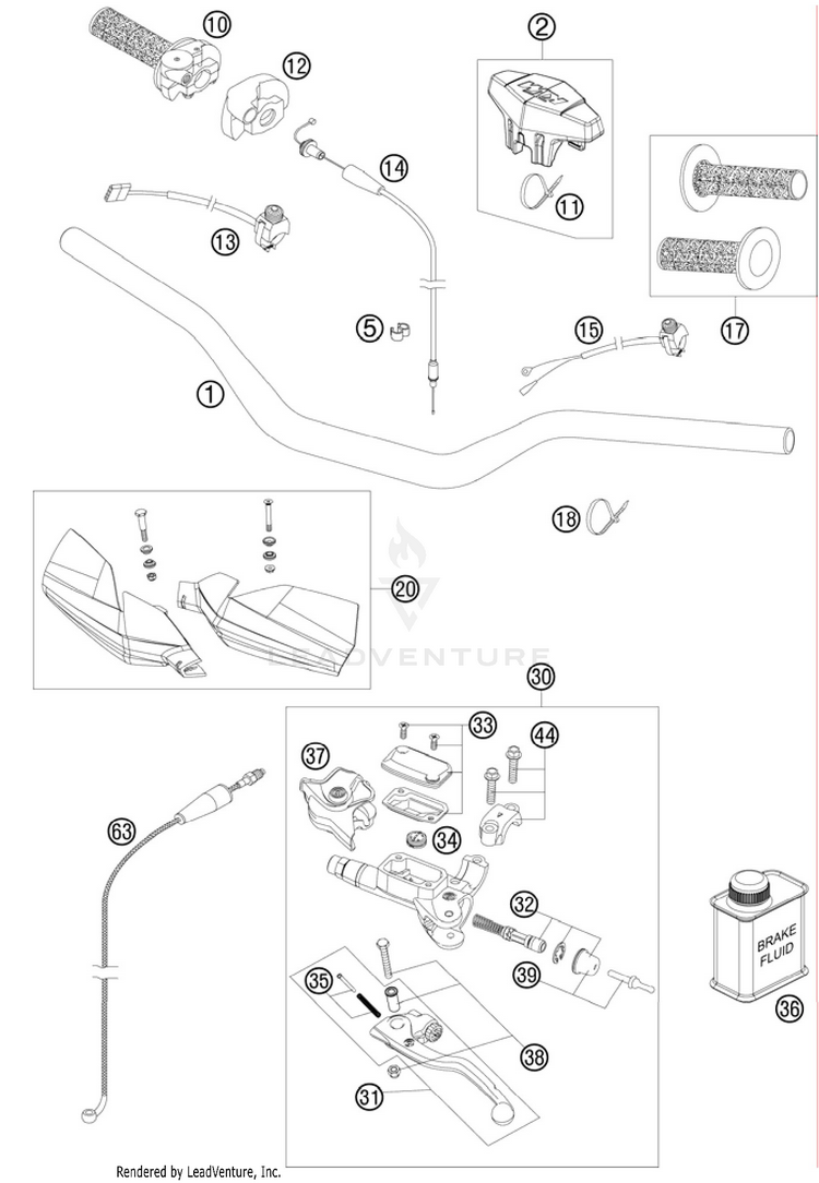 Handlebar, Controls 250 XC Chassis - 2011 Schematic