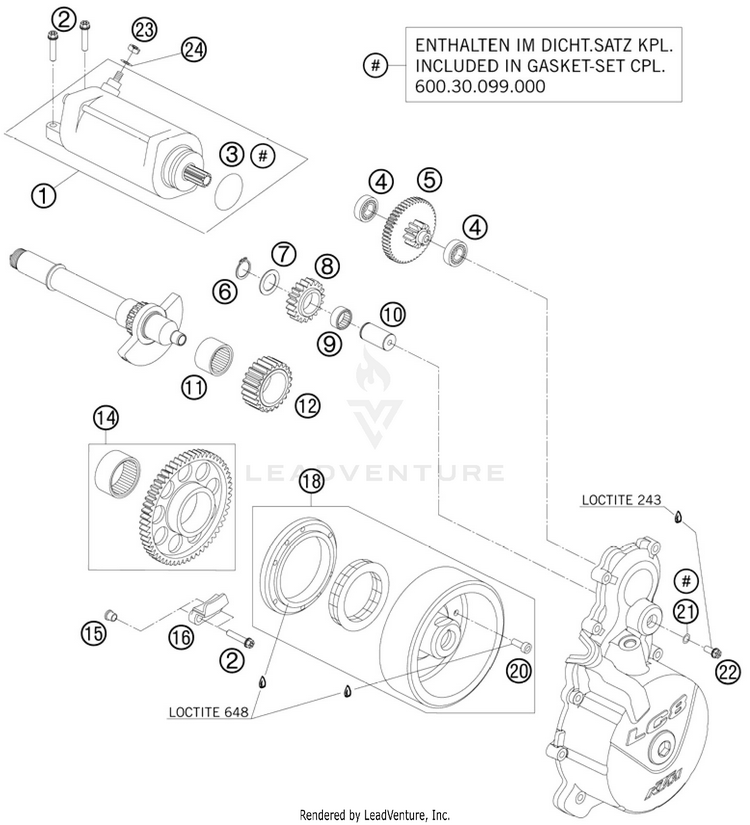 Electric Starter 990 Supermoto R Engine - 2010 Schematic