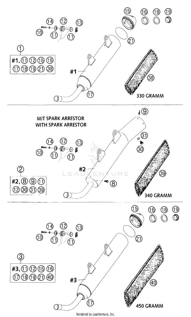 Exhaust Silencer 300 MXC Chassis - 2004 Schematic