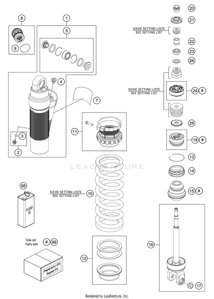 Shock Absorber Disassembled Schematic