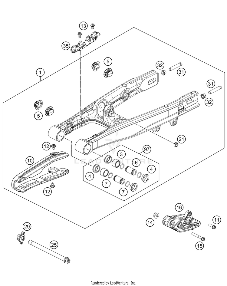 Swing Arm 50 SX Factory Edition Chassis - 2021 Schematic
