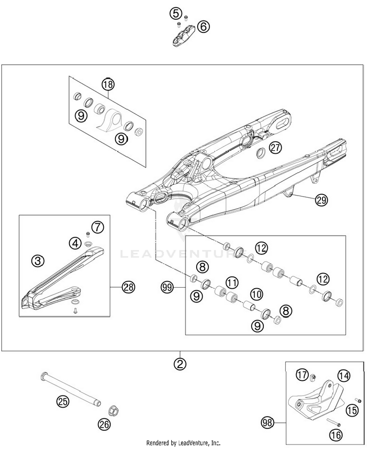 Swing Arm 250 XCFW Chassis - 2012 Schematic