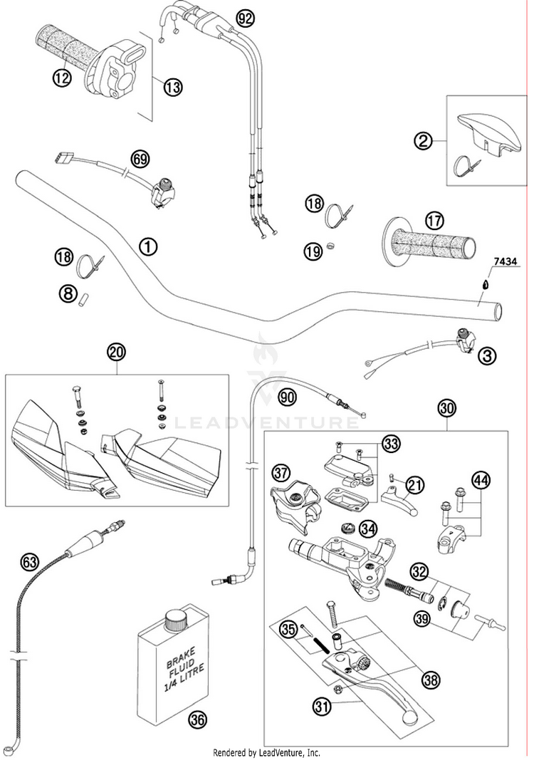 Handlebar, Controls 250 SX-F Chassis - 2010 Schematic