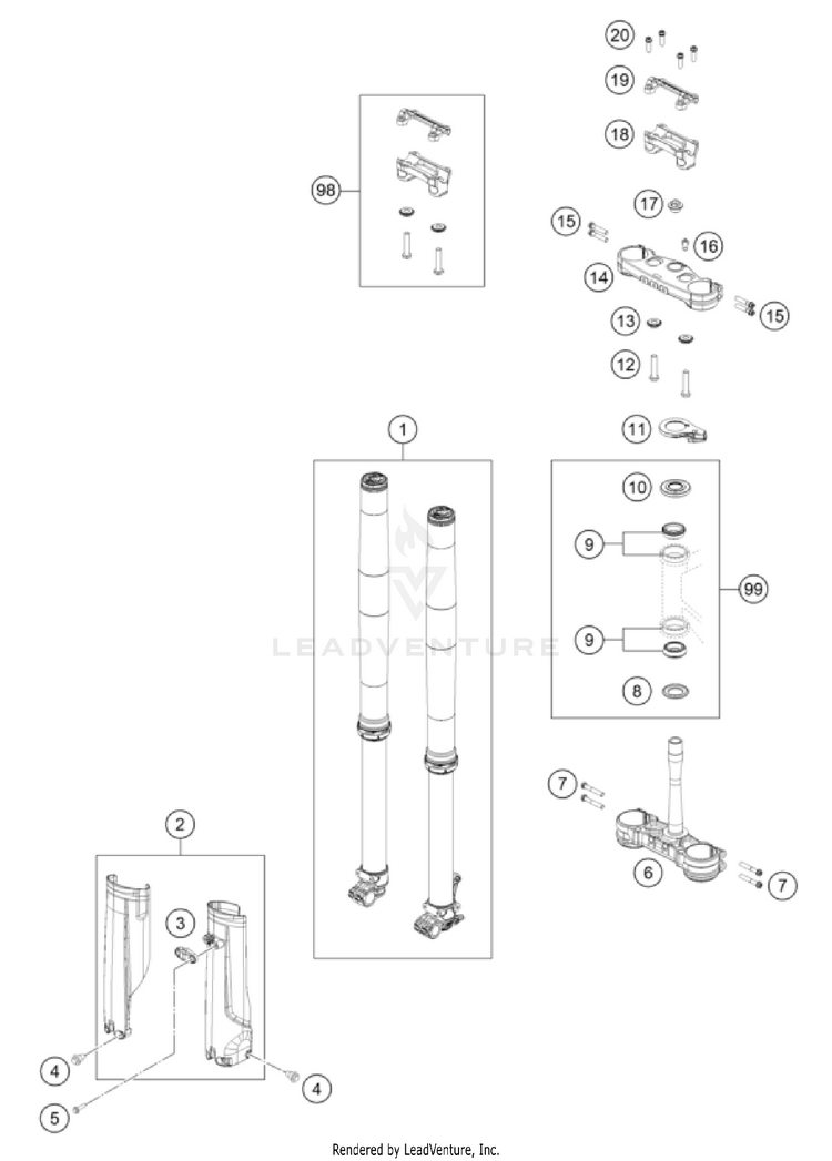 Front Fork, Triple Clamp Schematic