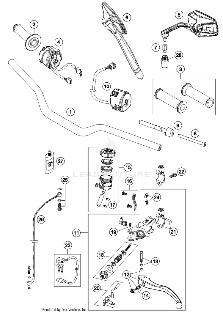 Handlebar, Controls 1290 SUPERDUKE R BLACK Chassis - 2015 Schematic