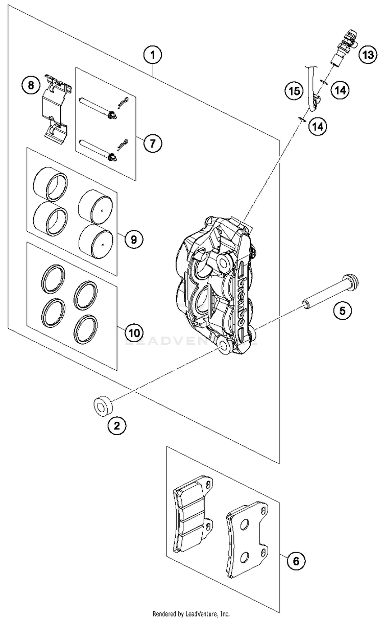 Brake Caliper Front 690 DUKE WHITE Chassis - 2016 Schematic