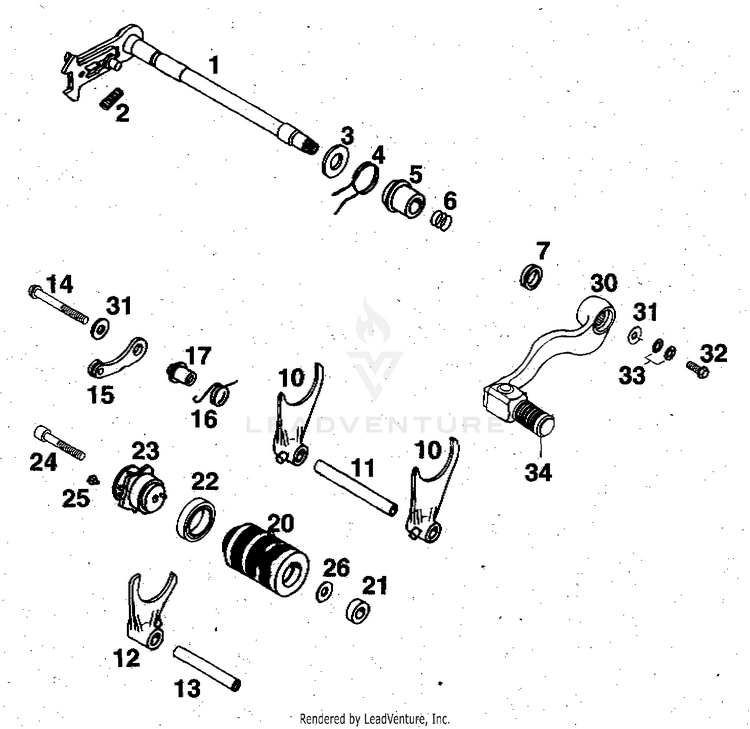 Shifting Mechanism 620 RXC-E Engine - 1997 Schematic