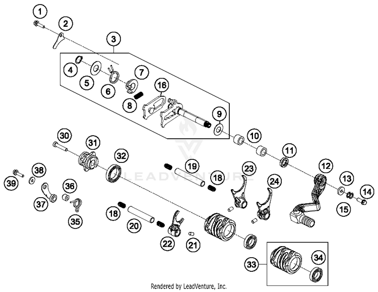 Shifting Mechanism 65 SX Engine - 2014 Schematic