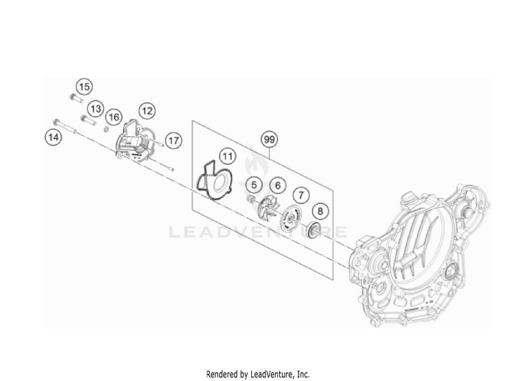 Water Pump 500 EXC-F USA Engine - 2023 Schematic