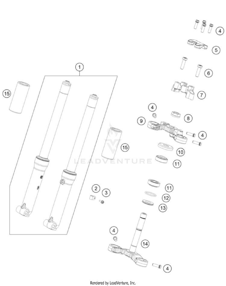 Front Fork, Triple Clamp Schematic