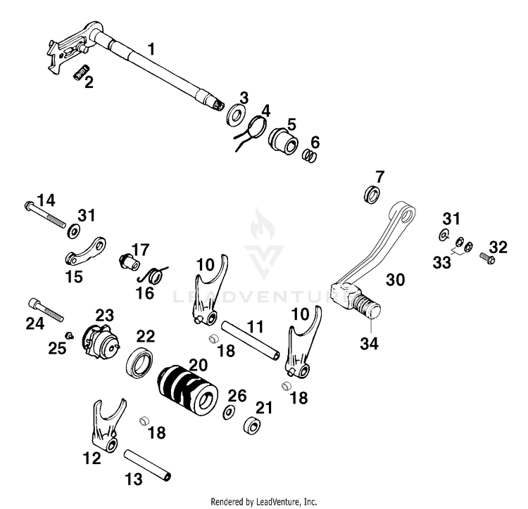 Shifting Mechanism 620 R Engine - 1998 Schematic