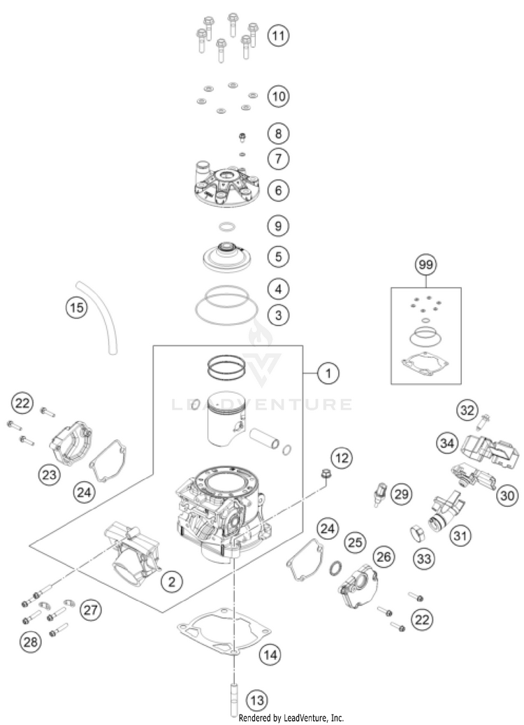 Cylinder, Cylinder Head 300 SX ENGINE - 2026 Schematic