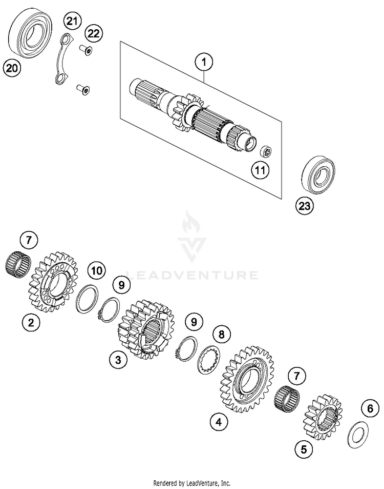 Transmission I - Main Shaft 500 EXC-F ENGINE - 2018 Schematic