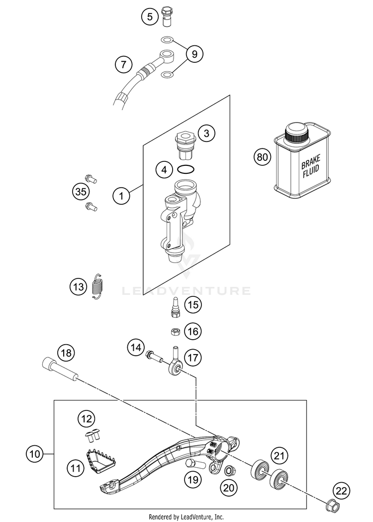 Rear Brake Control 250 XC TPI Chassis - 2021 Schematic
