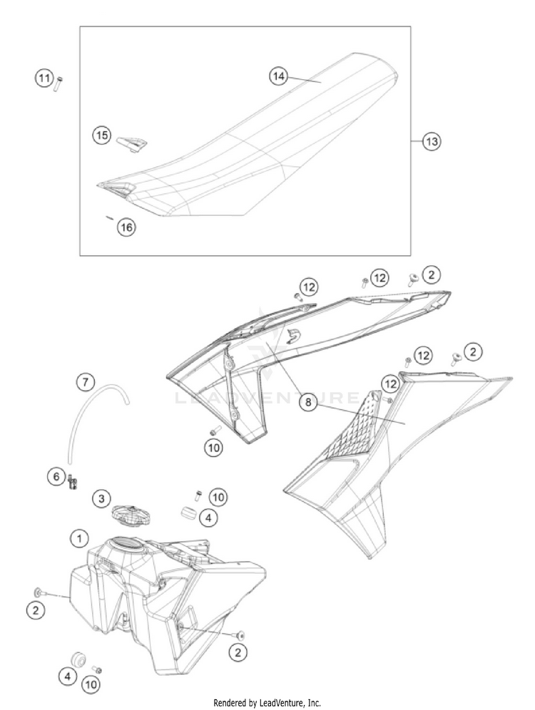 Tank, Seat 350 SX-F CHASSIS - 2026 Schematic