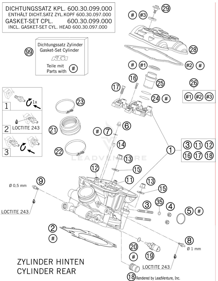 Cylinder Head Rear 990 Supermoto R Engine - 2010 Schematic