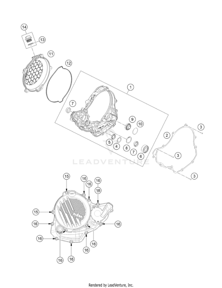 Clutch Cover 250 SX-F Engine - 2023 Schematic