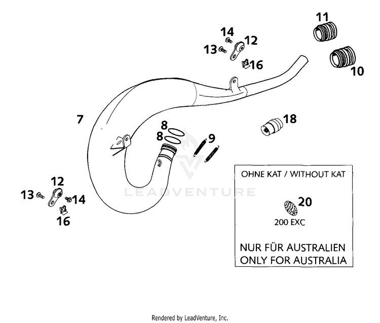 Exhaust Pipe 200 EXC Chassis - 2001 Schematic
