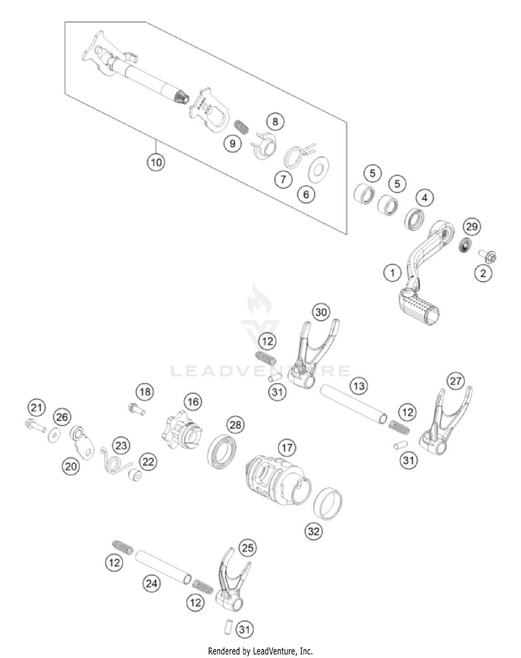 Shifting Mechanism 250 SX ENGINE - 2026 Schematic