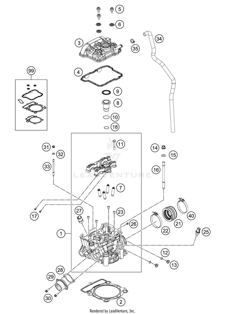 Cylinder Head 350 XC-F Engine - 2021 Schematic