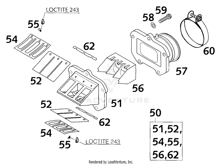 Reed Valve Case For Oilpump 200 EXC Engine - 2001 Schematic