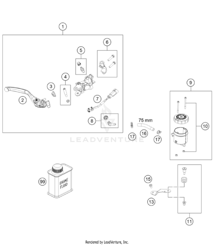 Front Brake Control 1290 SUPER ADVENTURE S, orange CHASSIS - 2023 Schematic