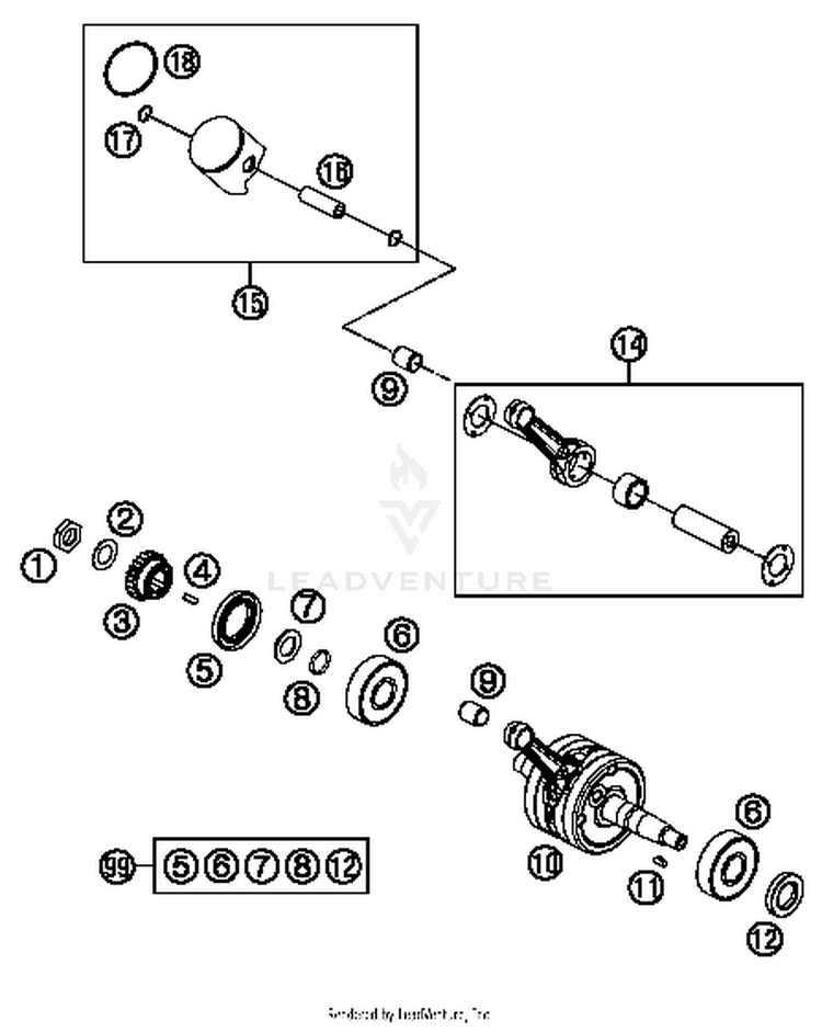 Crankshaft, Piston 65 SX MINI ENGINE - 2018 Schematic