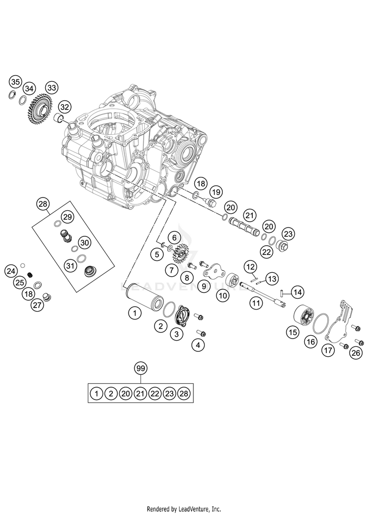 Lubricating System 450 XC-F Engine - 2021 Schematic