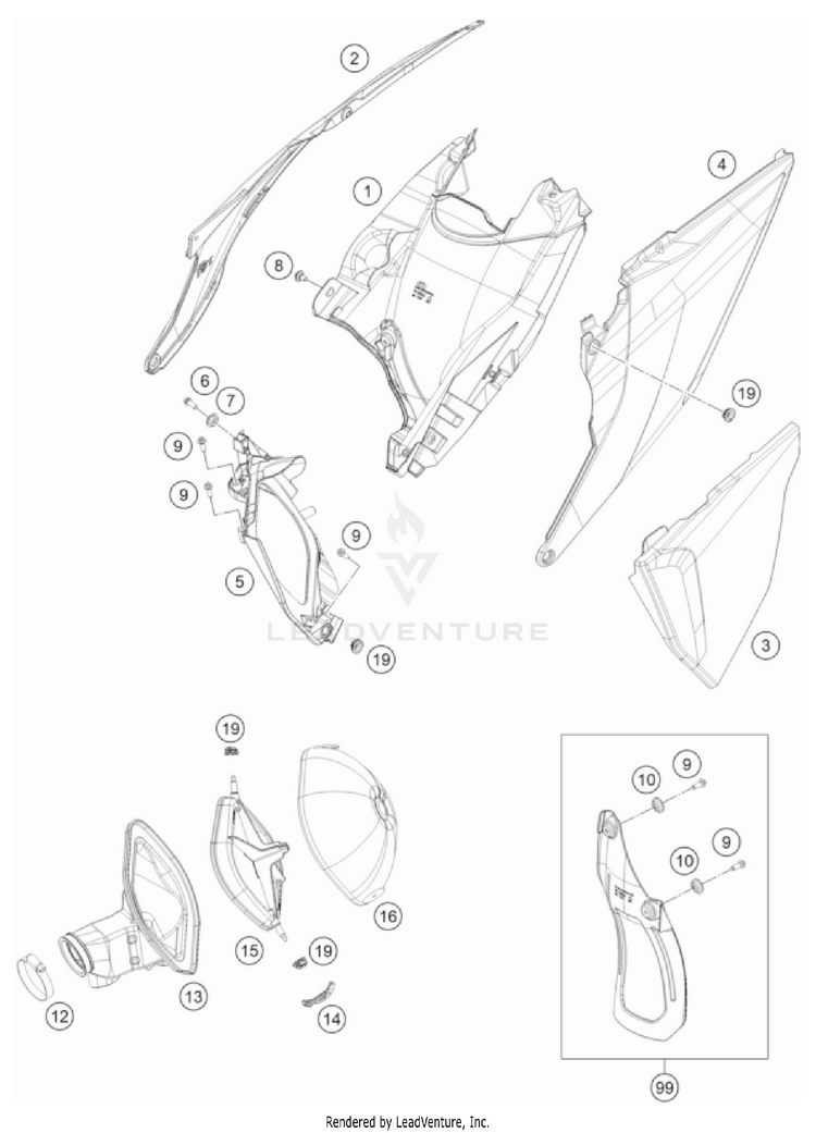 Air Filter 500 EXC-F CHASSIS - 2023 Schematic