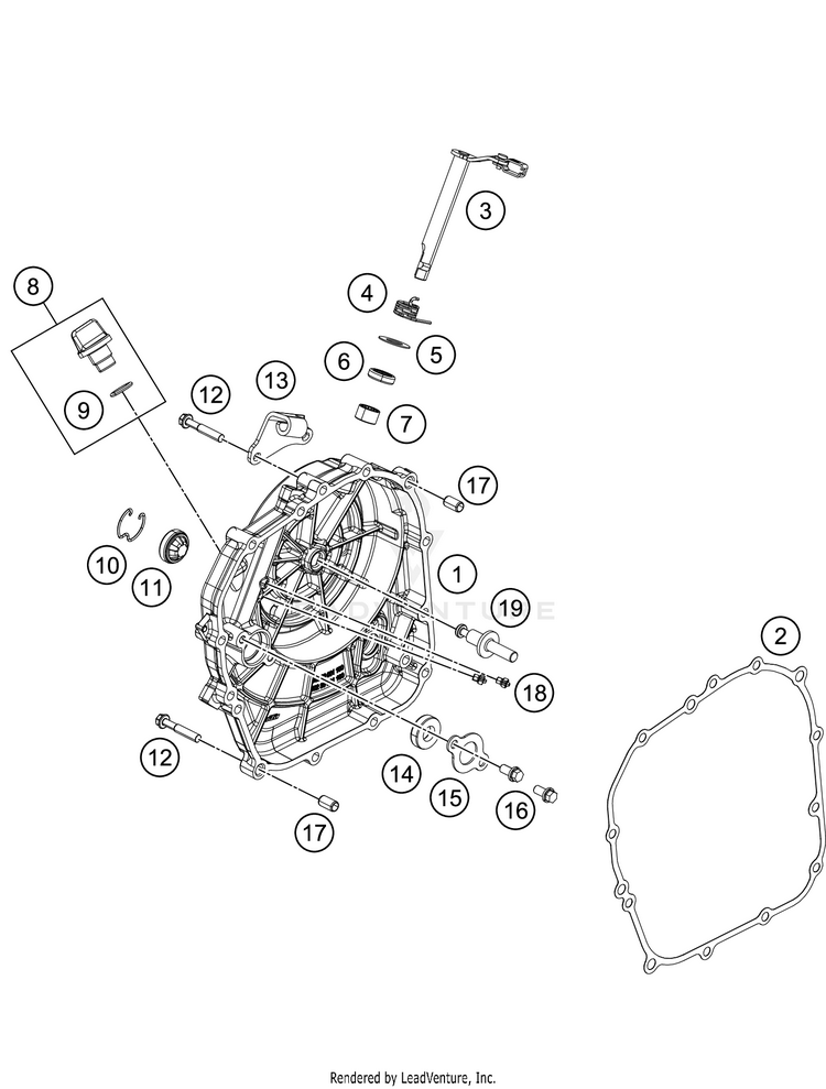 Clutch Cover 390 RC CUP Engine - 2016 Schematic