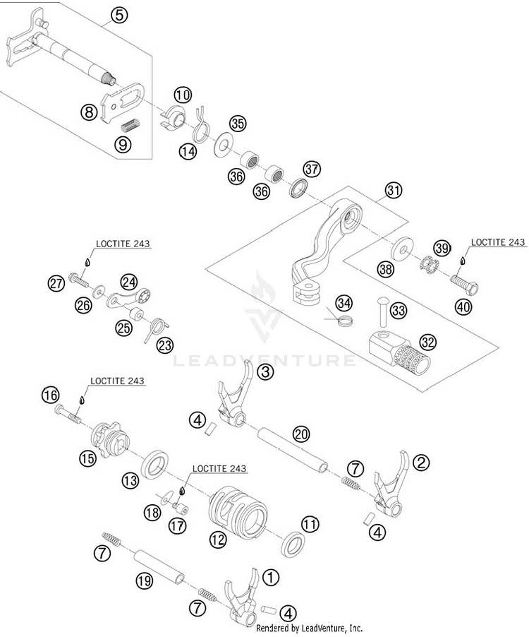 Shifting Mechanism 250 SX Engine - 2012 Schematic