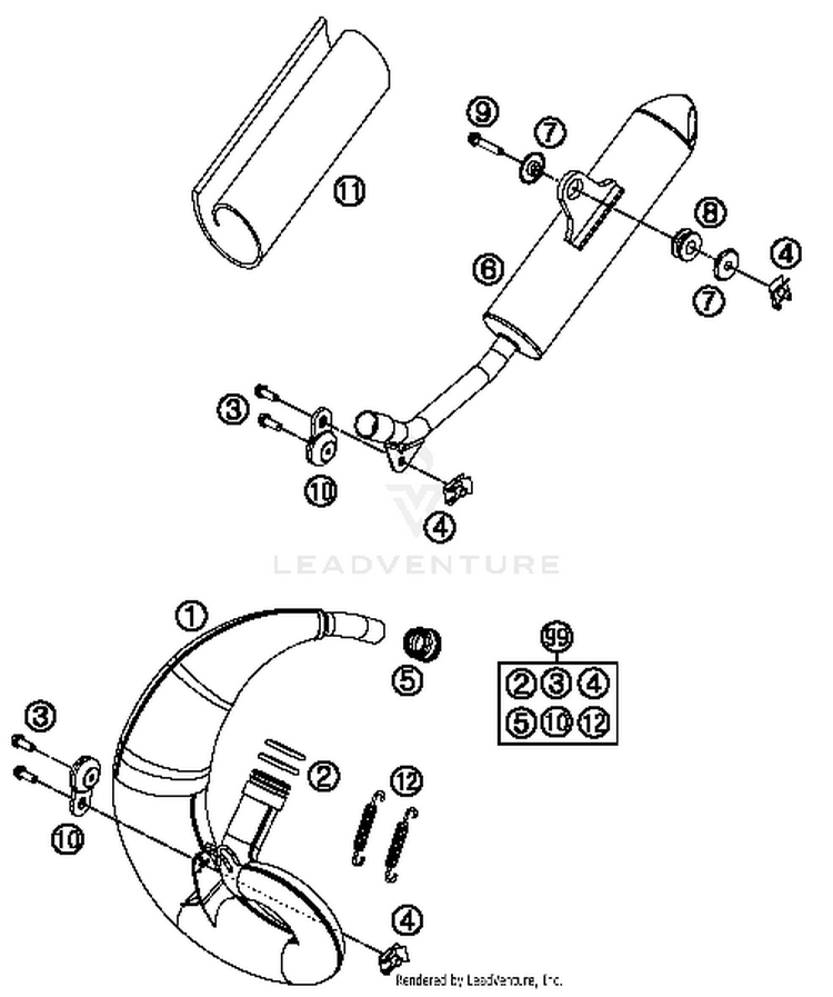 Exhaust System 50 SX MINI CHASSIS - 2017 Schematic