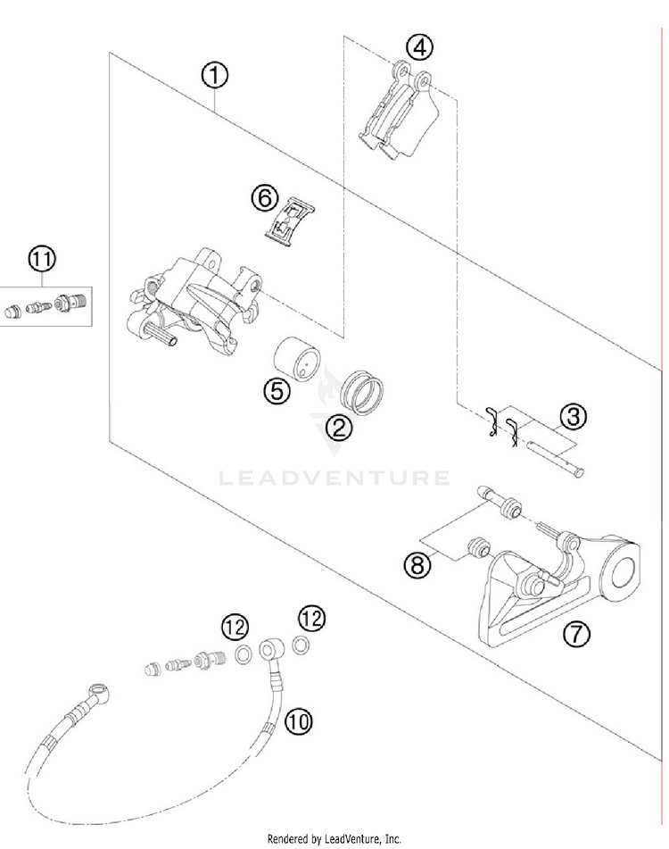 Brake Caliper Rear 250 XC Chassis - 2012 Schematic